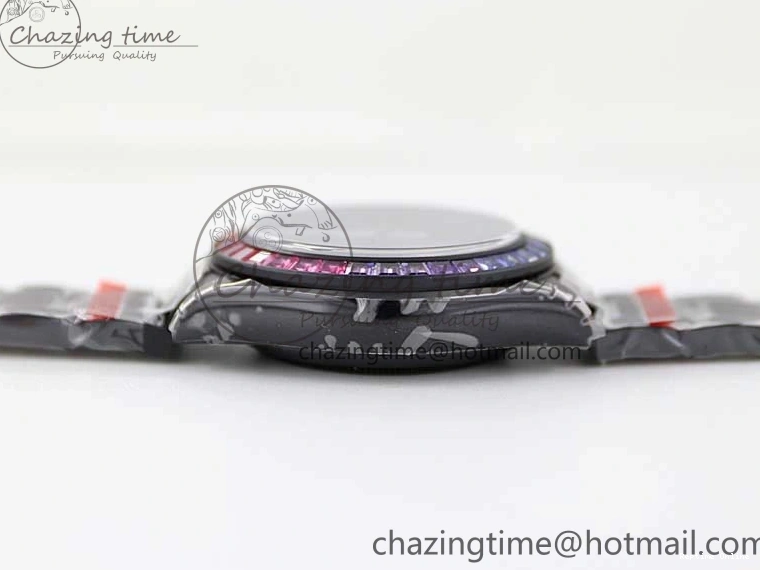 0515 Functional Daytona All Black PVD TWF Best Edition Rainbow Diamonds Bezel Black Dial on PVD Bracelet A 2449